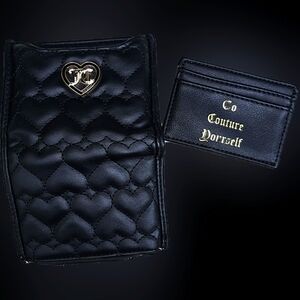 Juicy Couture Vegan Quilted Heart Bifold Wallet with removeable card case
